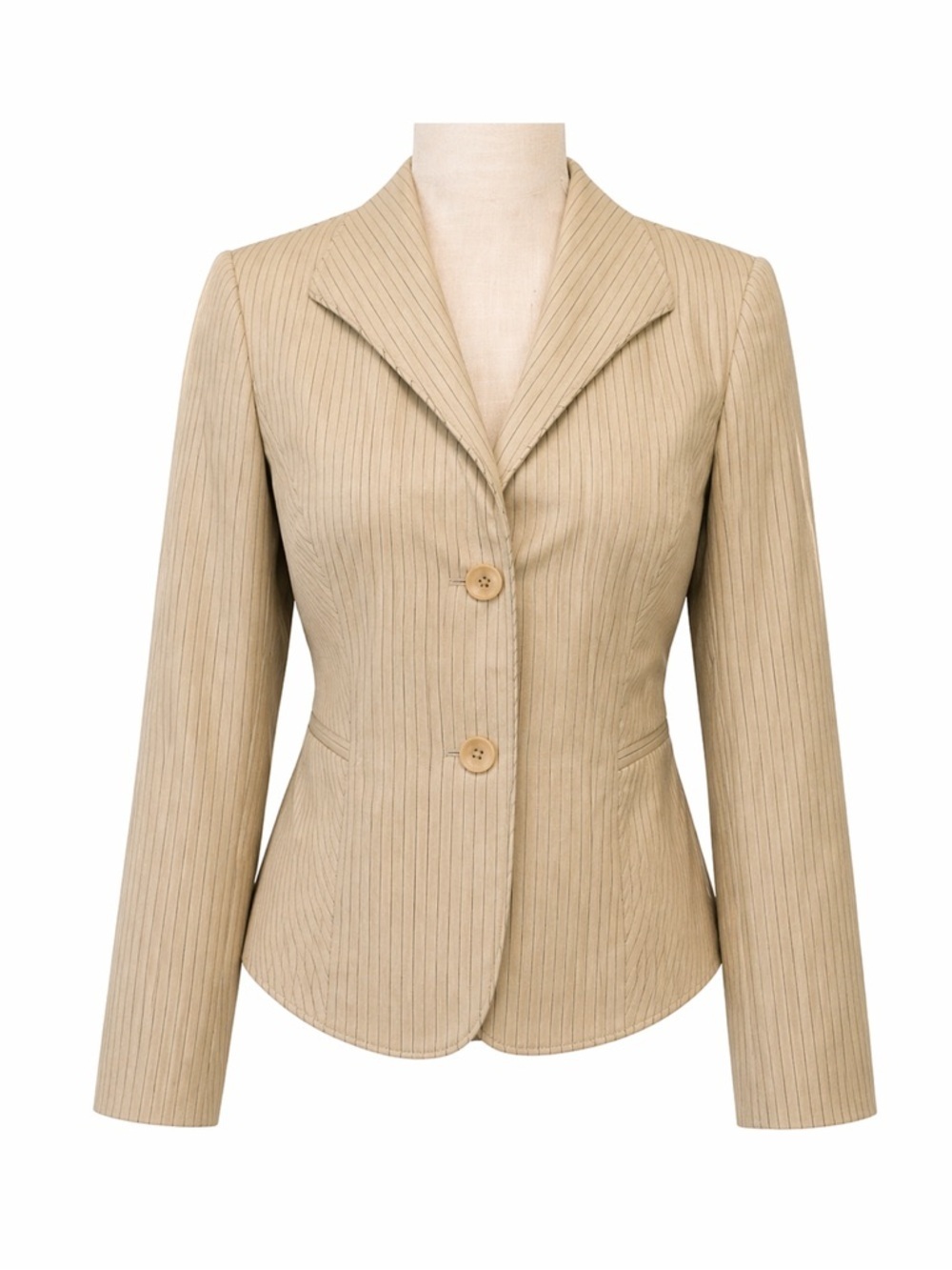 Caslon Tan Pinstripe Blazer Jacket Size 2 Tailored Career Neutral Work Jacket - Picture 2 of 12